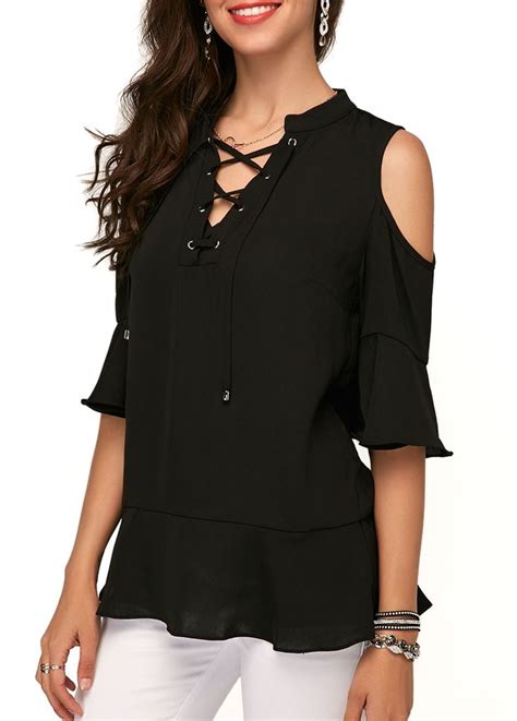 gucci cold shoulder lace up blouse